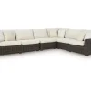 Mor Furniture Kimora Outdoor 4 Piece Sectional In Beige/Dark Brown