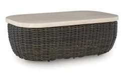 Mor Furniture Kimora Outdoor Coffee Table In Beige/Dark Brown