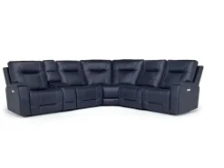 Mor Furniture Kingston 6 Piece 3 Power Sectional W/ 3 Power Armless Recliner In Canyon Ocean