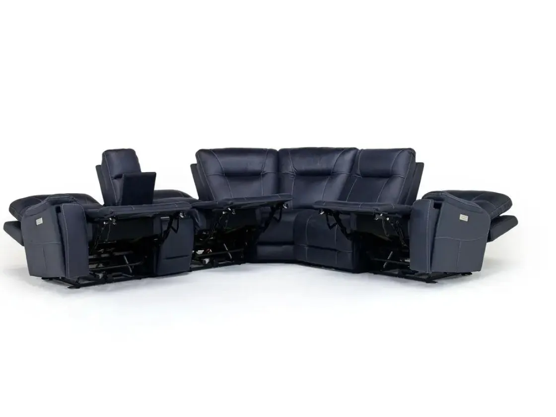 Mor Furniture Kingston 6 Piece 3 Power Sectional W/ 3 Power Armless Recliner In Canyon Ocean