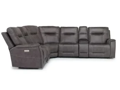 Mor Furniture Kingston 6 Piece 3 Power Sectional W/ 3 Power Armless Recliner In Canyon Ocean