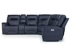 Mor Furniture Kingston 6 Piece 3 Power Sectional W/ 3 Power Armless Recliner In Canyon Ocean