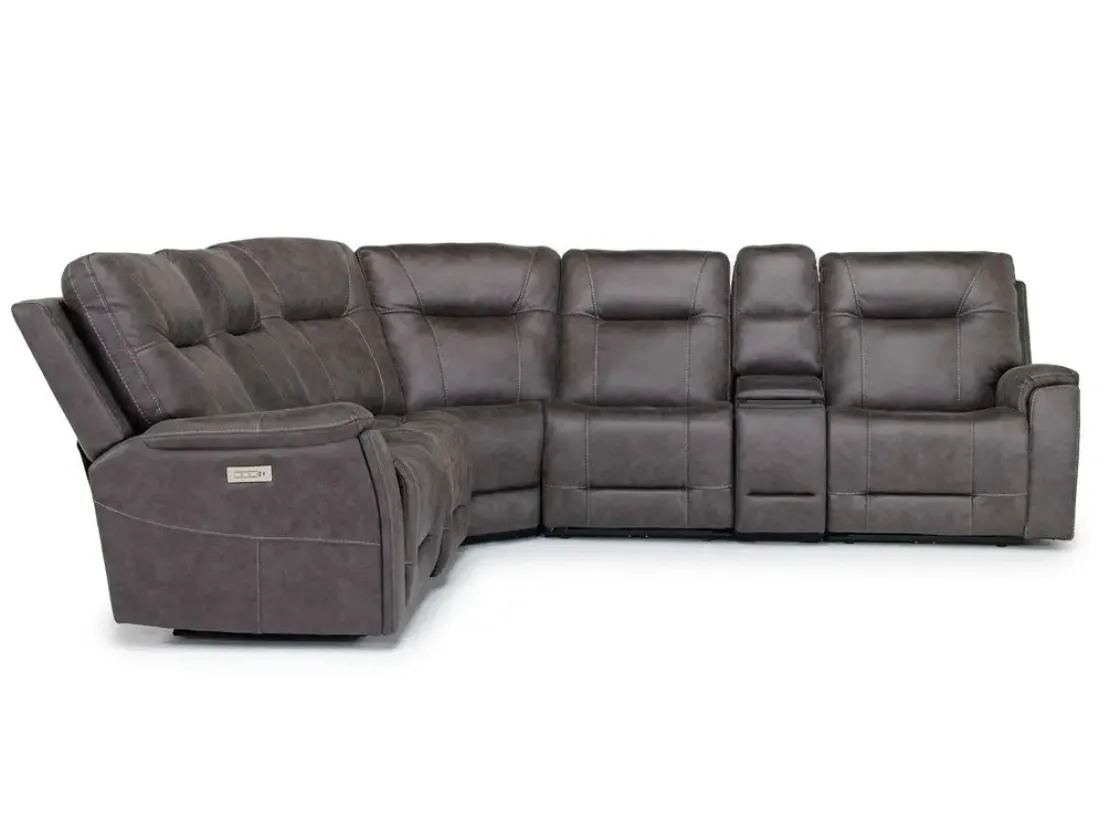 Mor Furniture Kingston 6 Piece 3 Power Sectional In Canyon Ocean