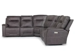 Mor Furniture Kingston 6 Piece 3 Power Sectional In Canyon Ocean