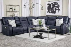 Mor Furniture Kingston 6 Piece 3 Power Sectional In Canyon Ocean
