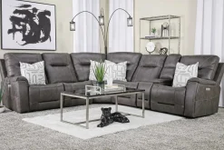 Mor Furniture Kingston 6 Piece 3 Power Sectional In Canyon Ocean