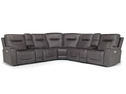 Mor Furniture Kingston 7 Piece Sectional W/ 3 Power Armless Recliner & Usb In Canyon Ocean