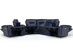 Mor Furniture Kingston 7 Piece Sectional W/ 3 Power Armless Recliner & Usb In Canyon Ocean