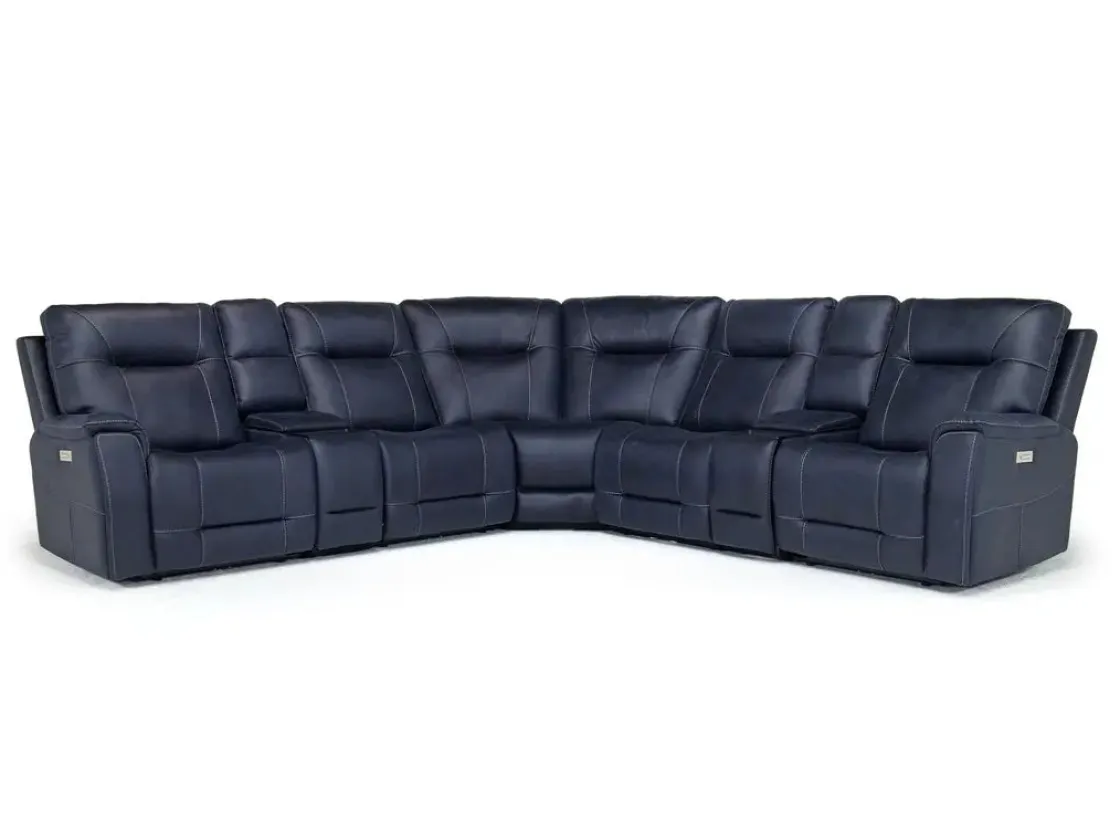 Mor Furniture Kingston 7 Piece Sectional W/ Usb In Canyon Ocean