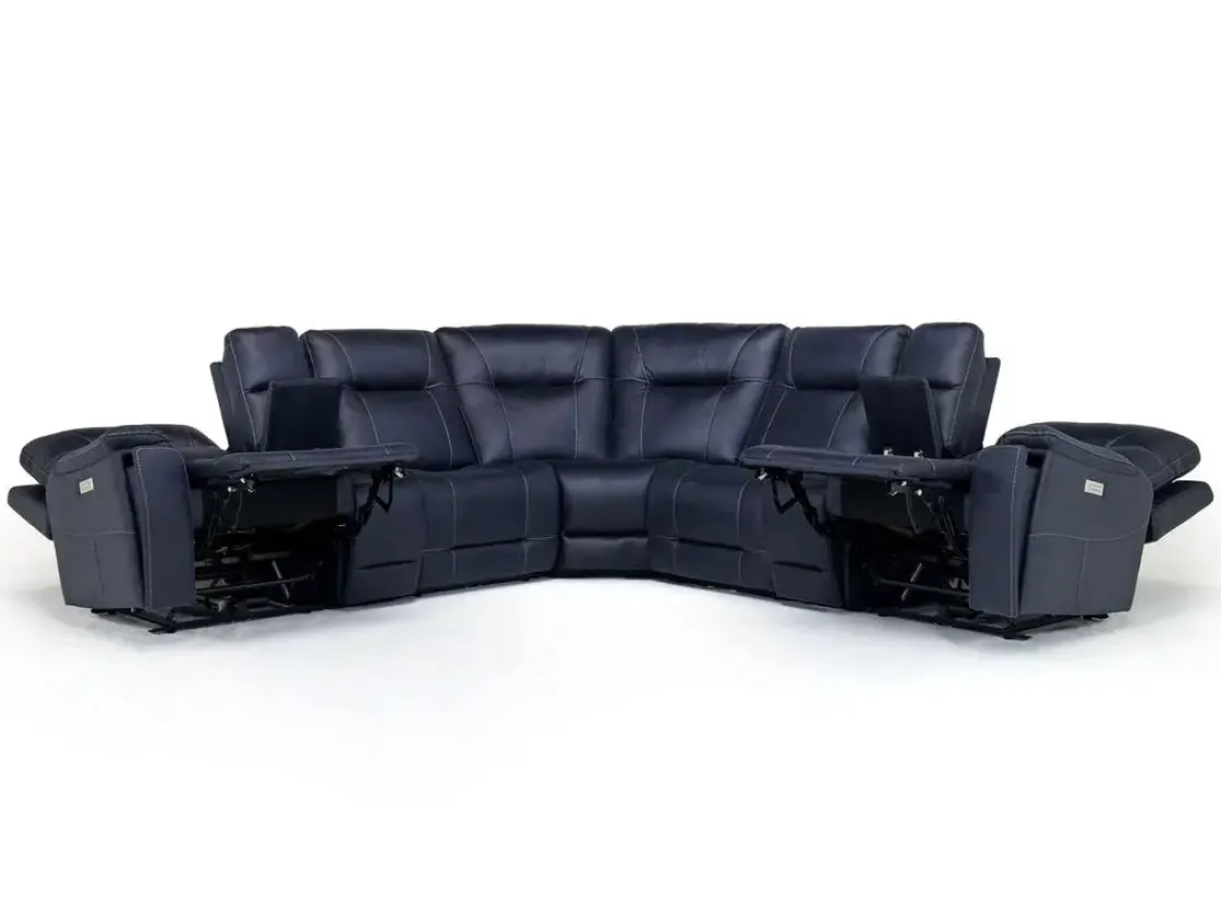 Mor Furniture Kingston 7 Piece Sectional W/ Usb In Canyon Ocean