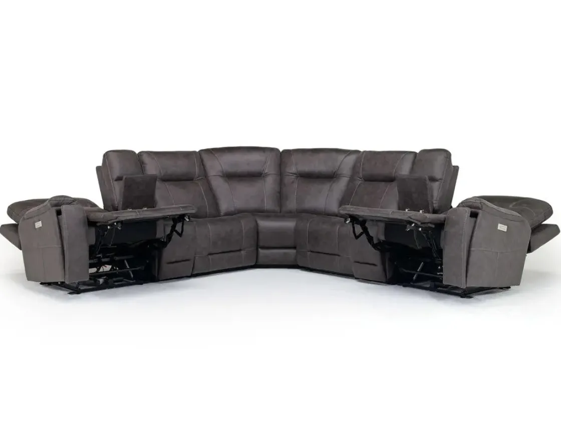 Mor Furniture Kingston 7 Piece Sectional W/ Usb In Canyon Ocean