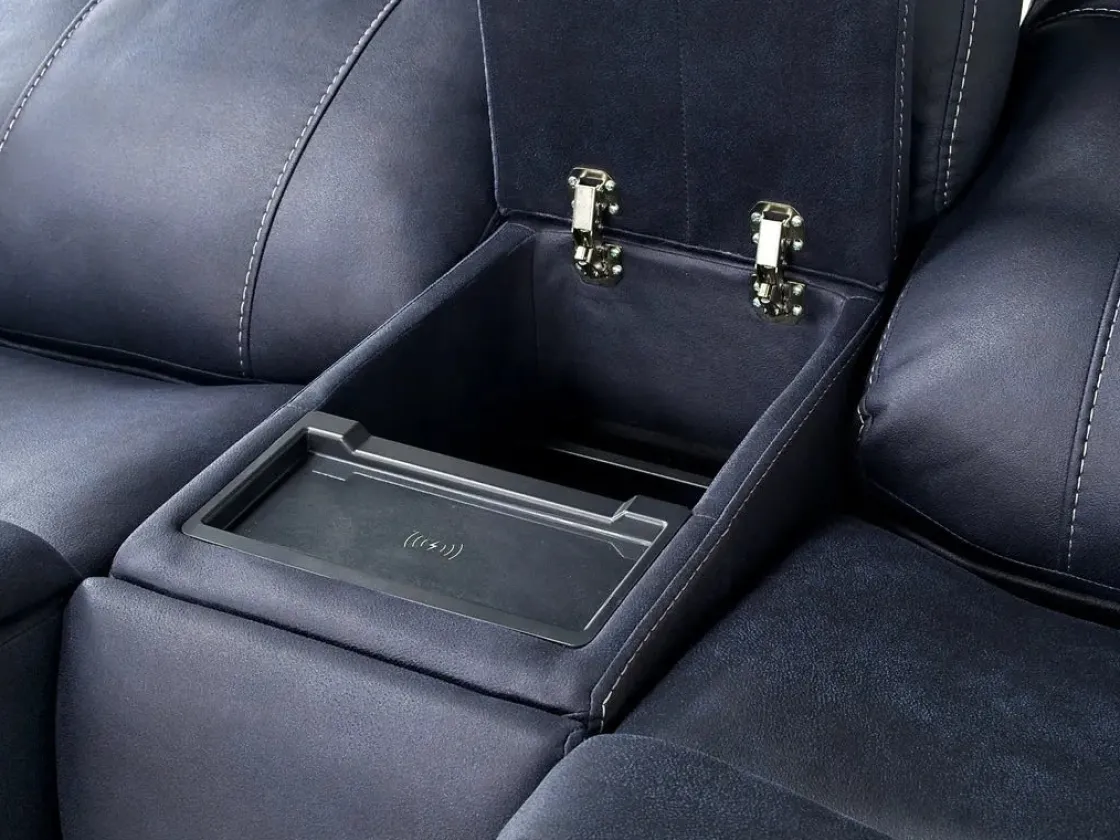 Mor Furniture Kingston 3 Power Console Loveseat In Ocean Blue