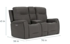 Mor Furniture Kingston 3 Power Console Loveseat In Ocean Blue