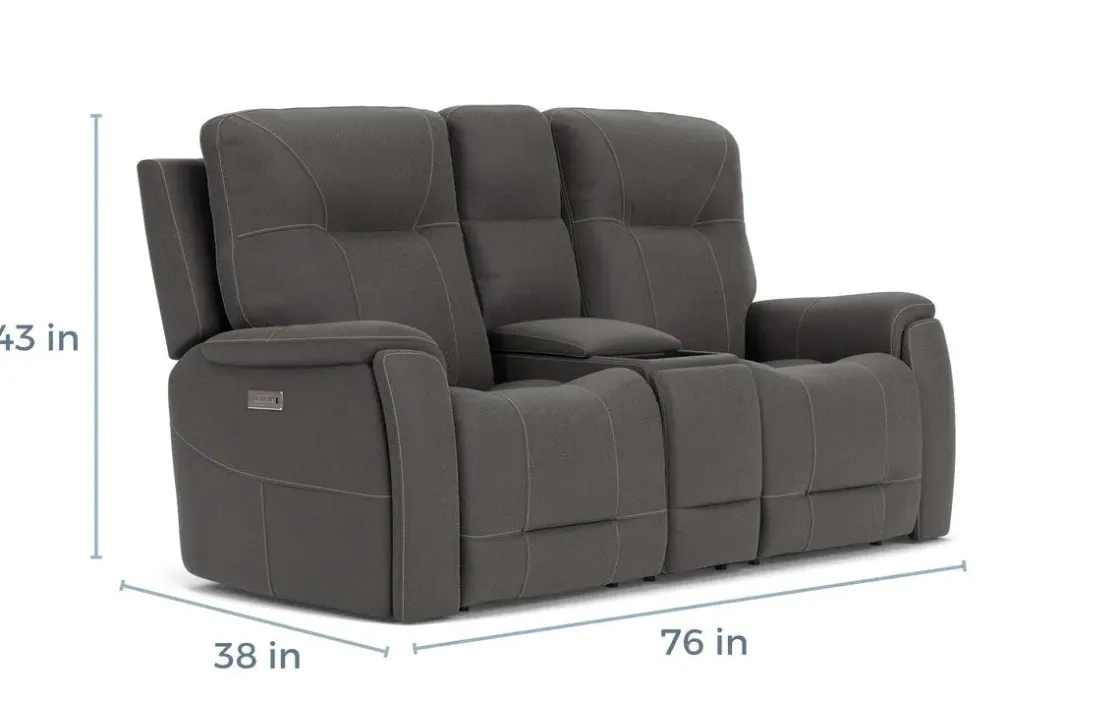 Mor Furniture Kingston 3 Power Console Loveseat In Ocean Blue