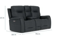 Mor Furniture Kingston 3 Power Console Loveseat In Ocean Blue