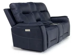 Mor Furniture Kingston 3 Power Console Loveseat In Ocean Blue