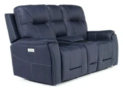 Mor Furniture Kingston 3 Power Console Loveseat In Ocean Blue