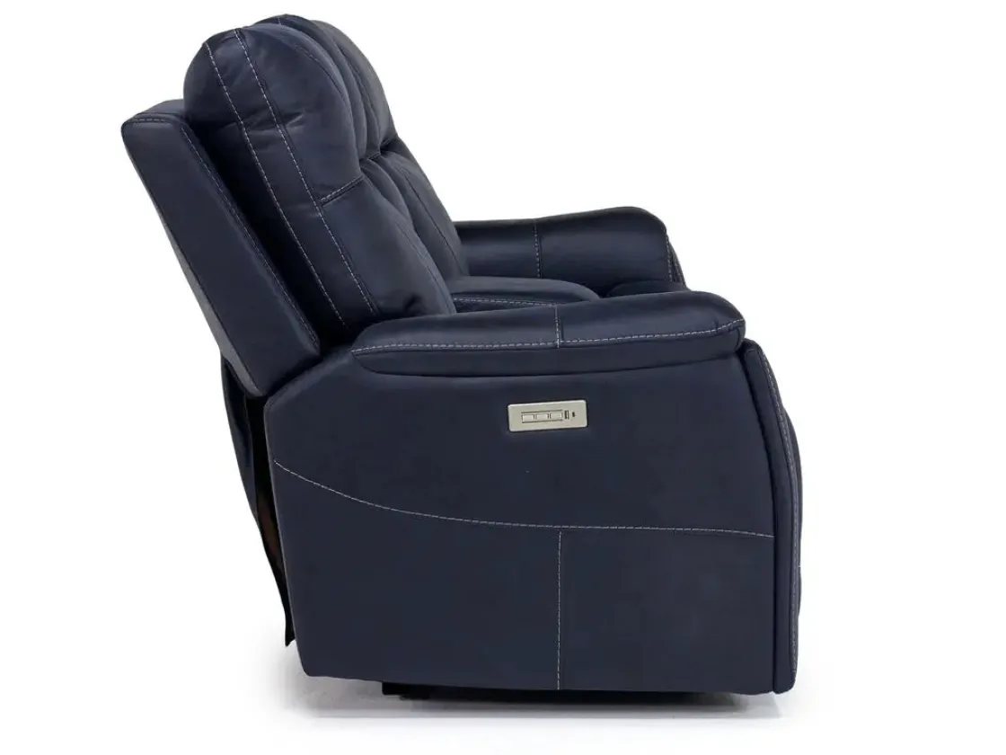 Mor Furniture Kingston 3 Power Console Loveseat In Ocean Blue