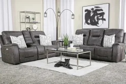 Mor Furniture Kingston 3 Power Console Loveseat In Ocean Blue