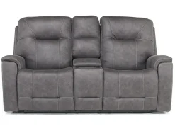 Mor Furniture Kingston 3 Power Console Loveseat In Ocean Blue