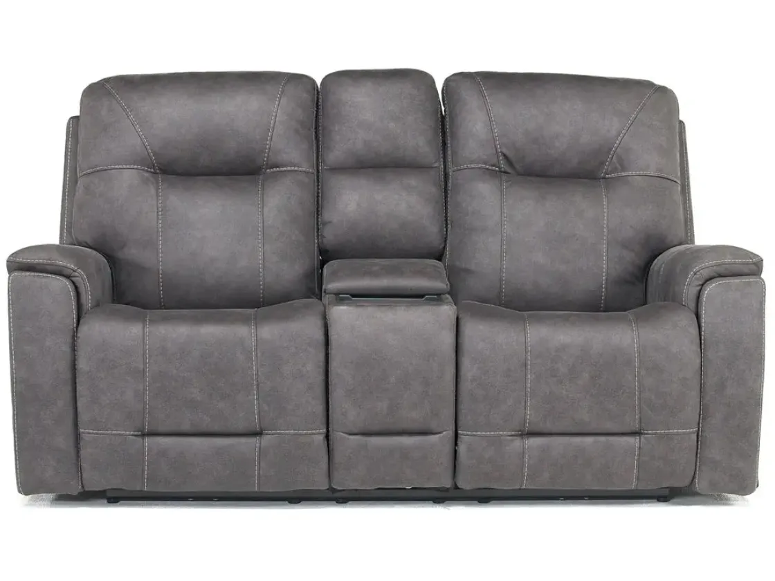 Mor Furniture Kingston 3 Power Console Loveseat In Ocean Blue