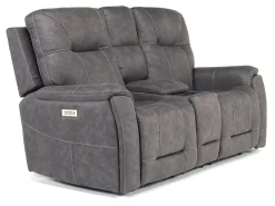 Mor Furniture Kingston 3 Power Sofa & Console Loveseat In Ocean Blue