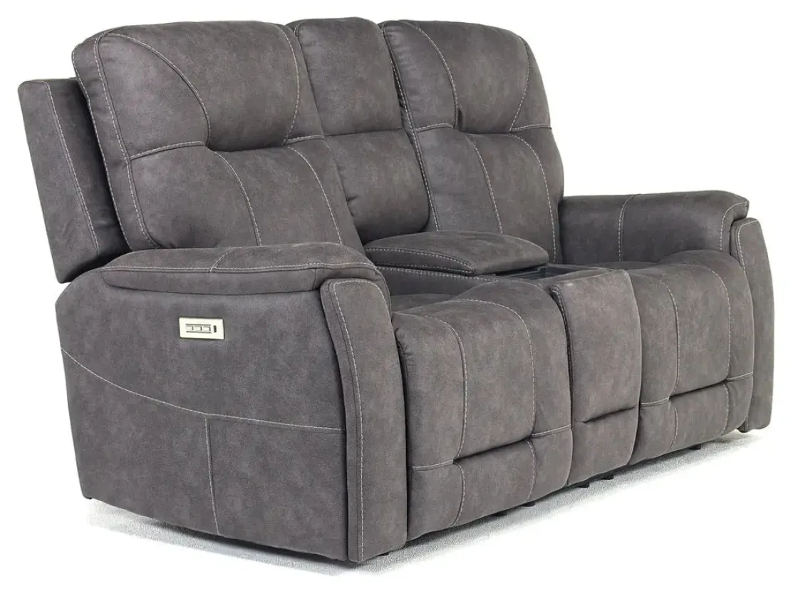 Mor Furniture Kingston 3 Power Sofa & Console Loveseat In Ocean Blue