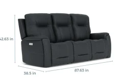 Mor Furniture Kingston 3 Power Sofa & Console Loveseat In Ocean Blue