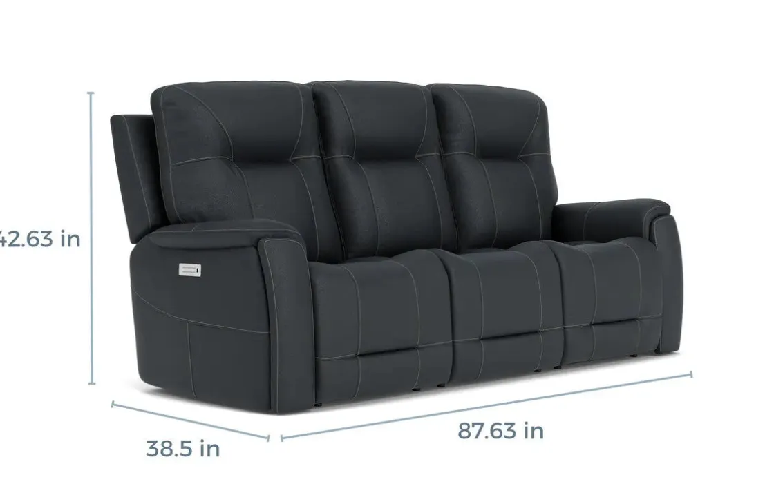 Mor Furniture Kingston 3 Power Sofa & Console Loveseat In Ocean Blue