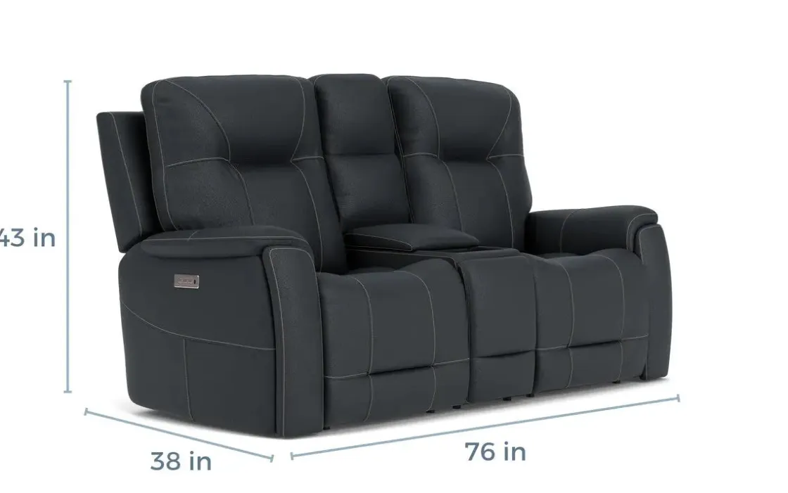 Mor Furniture Kingston 3 Power Sofa & Console Loveseat In Ocean Blue