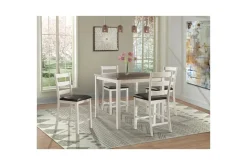 Mor Furniture Kona Square Counter Height Dining Table & 4 Stools In Gray