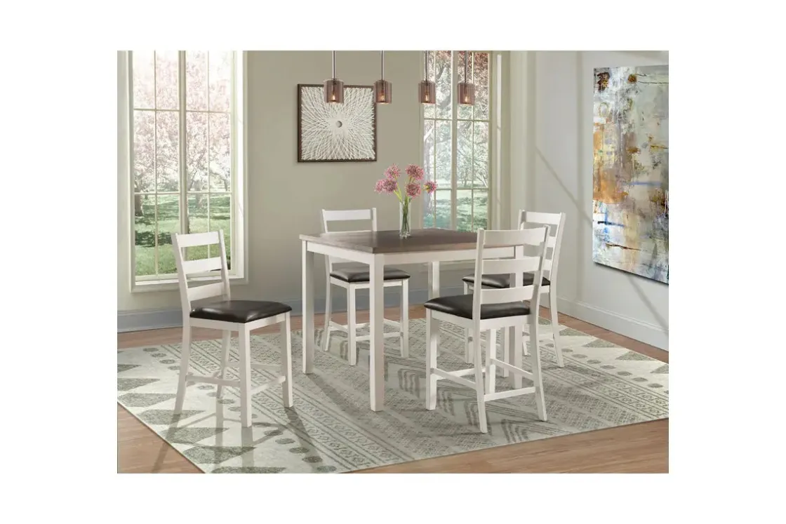 Mor Furniture Kona Square Counter Height Dining Table & 4 Stools In Gray
