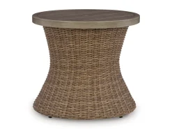 Mor Furniture Laguna Heights Outdoor Round End Table In Beige