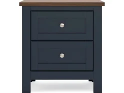 Mor Furniture Landocken Panel Bed, Dresser, Mirror & Nightstand In Brown/Blue, Twin