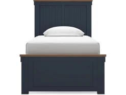 Mor Furniture Landocken Panel Bed In Brown/Blue, Twin