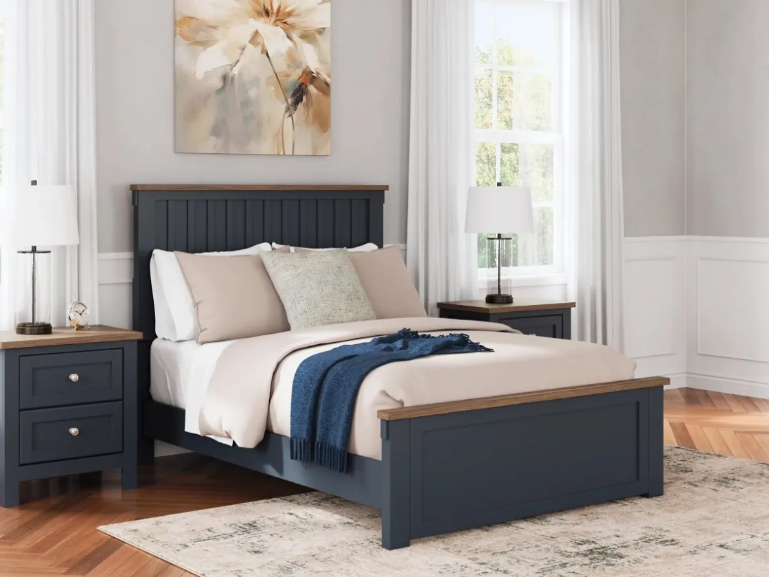 Mor Furniture Landocken Panel Bed In Brown/Blue, Twin