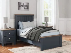 Mor Furniture Landocken Panel Bed In Brown/Blue, Twin