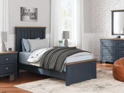 Mor Furniture Landocken Panel Bed In Brown/Blue, Twin