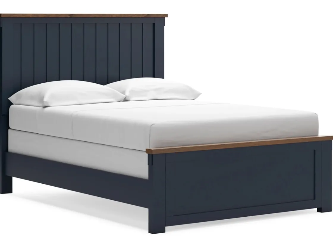 Mor Furniture Landocken Panel Bed In Brown/Blue, Twin