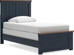 Mor Furniture Landocken Panel Bed In Brown/Blue, Twin