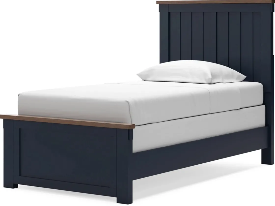 Mor Furniture Landocken Panel Bed In Brown/Blue, Twin