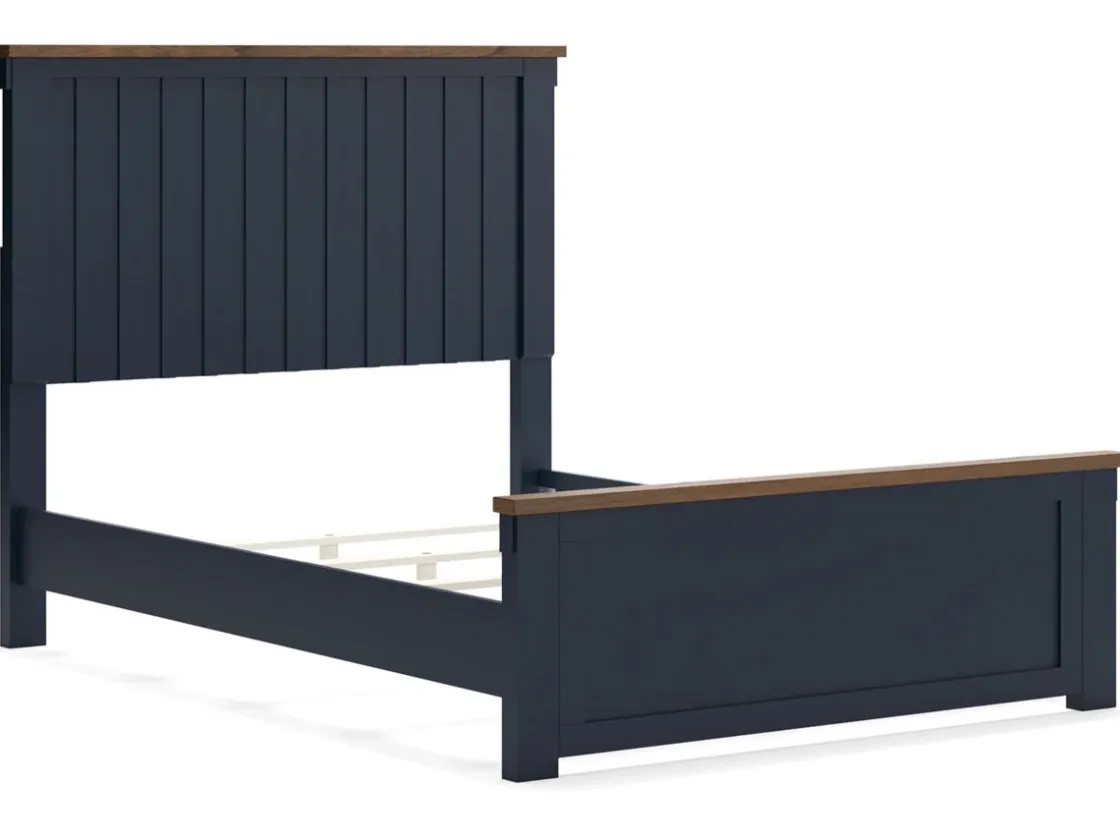 Mor Furniture Landocken Panel Bed In Brown/Blue, Twin