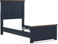 Mor Furniture Landocken Panel Bed In Brown/Blue, Twin
