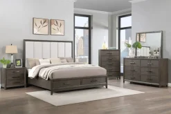 Mor Furniture Landon Upholstered Panel Bed In Walnut, Queen