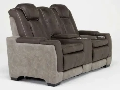 Mor Furniture Lantana 2 Power Console Loveseat In Rocky Gray/Brown