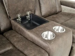 Mor Furniture Lantana 2 Power Console Loveseat In Rocky Gray/Brown