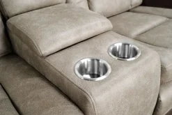 Mor Furniture Lantana 2 Power Console Loveseat In Rocky Gray/Brown