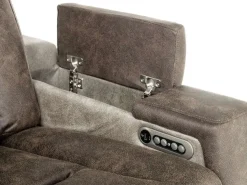 Mor Furniture Lantana 2 Power Console Loveseat In Rocky Gray/Brown
