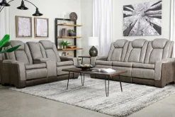 Mor Furniture Lantana 2 Power Console Loveseat In Rocky Gray/Brown
