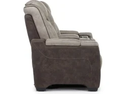 Mor Furniture Lantana 2 Power Console Loveseat In Rocky Gray/Brown